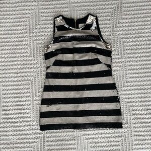 Eliza J Black and Silver Striped Mini Dress